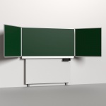 Klapp-Schiebetafel wandmontiert, mit Fuß, Mittelfläche 200x100 cm, Stahlemaille grün 